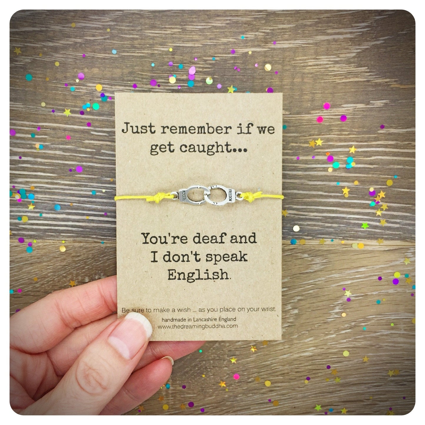 Partners In Crime Handcuffs Wish Bracelet, Fun BFF Gift, Funny Card For Friends And Family