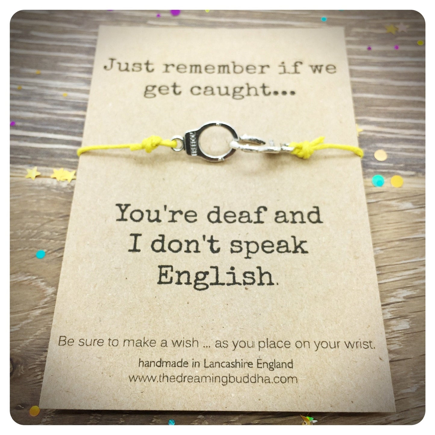 Partners In Crime Handcuffs Wish Bracelet, Fun BFF Gift, Funny Card For Friends And Family