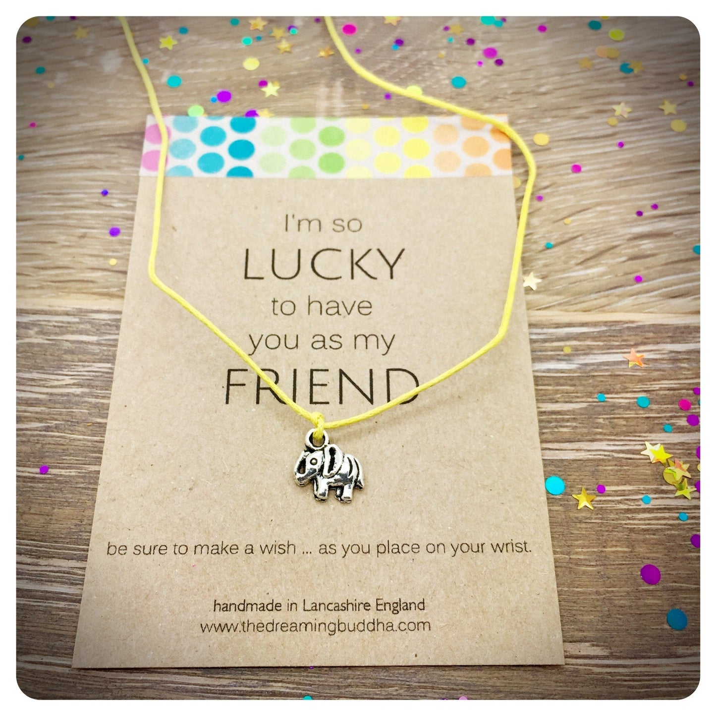 Best Friend Wish Bracelet, Elephant Friendship Bracelet, Lucky Elephant Card, BFF Wish Bracelet, Bestie Birthday Gift, Elephant Wish Present