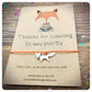 Personalised Party Favours, Fox Wish Bracelet, Thanks for Coming To My Party Card, Woodland Party Favour Gift