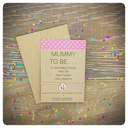 Mummy Wish Bracelet, Gift For New Mum, Baby Shower Gift, Congratulations Wish Bracelet Card, New Mummy Gift, New Baby Gift