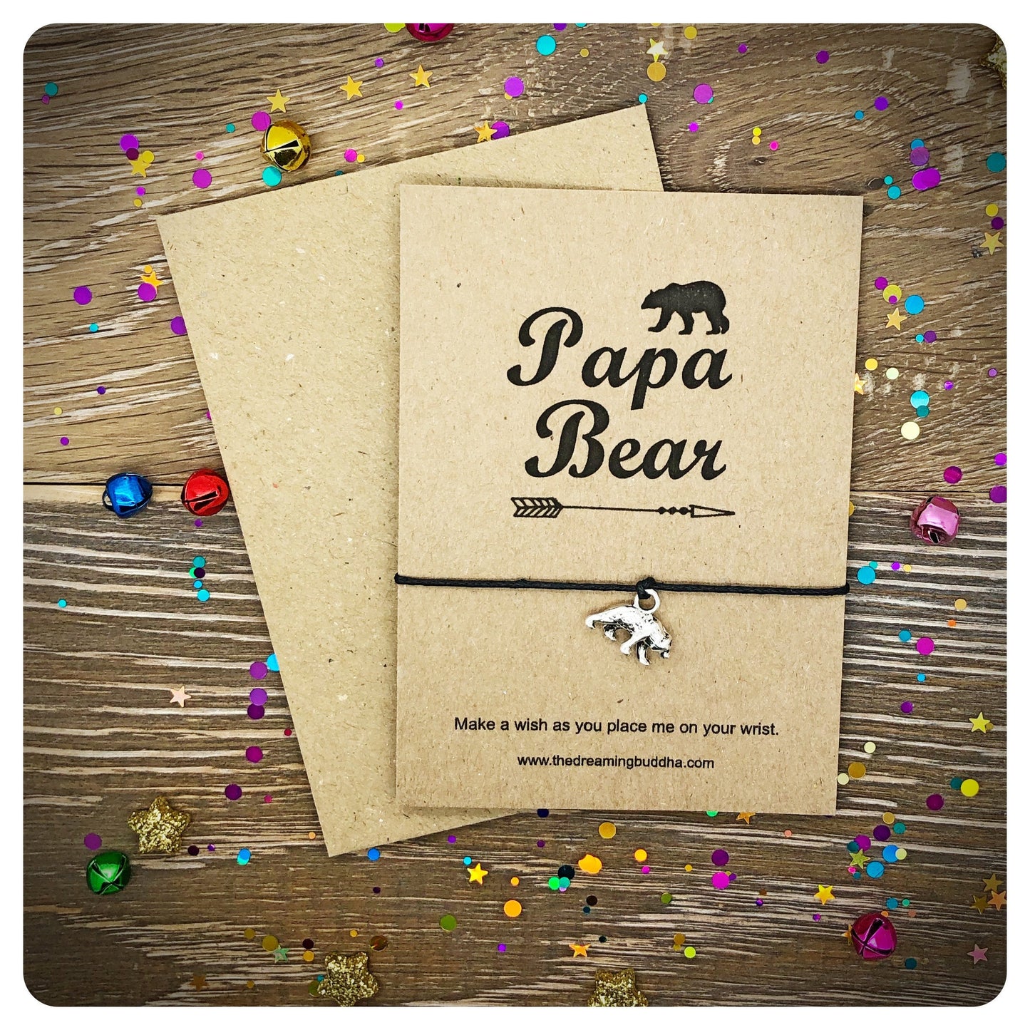 Papa Bear Wish Bracelet, Love My Daddy Gift, Fathers Day Card, New Dad Wishlet, Strong Daddy Cord Bracelet