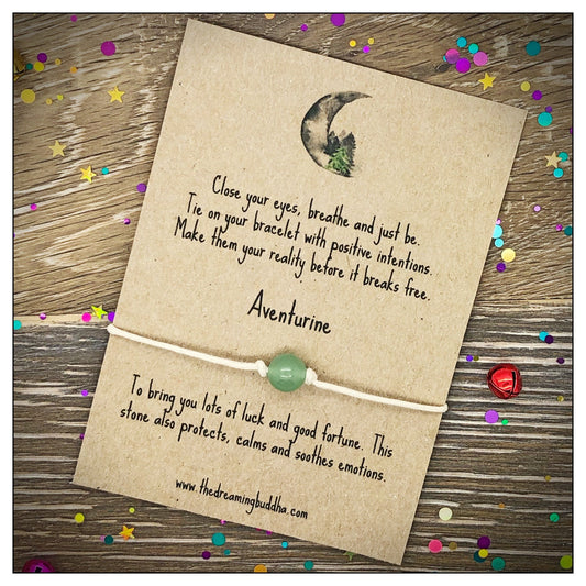 Aventurine Wish Bracelet, Luck Good Fortune Friendship Gift, Green Crystal Gemstone Jewellery, Protection Soothing Stone