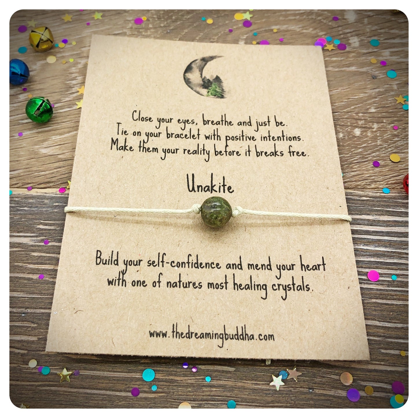 Self Confidence Wish Bracelet, Unakite Crystal, Gemstone Jewellery, Unakite Bracelet, Unakite Cord Bracelet