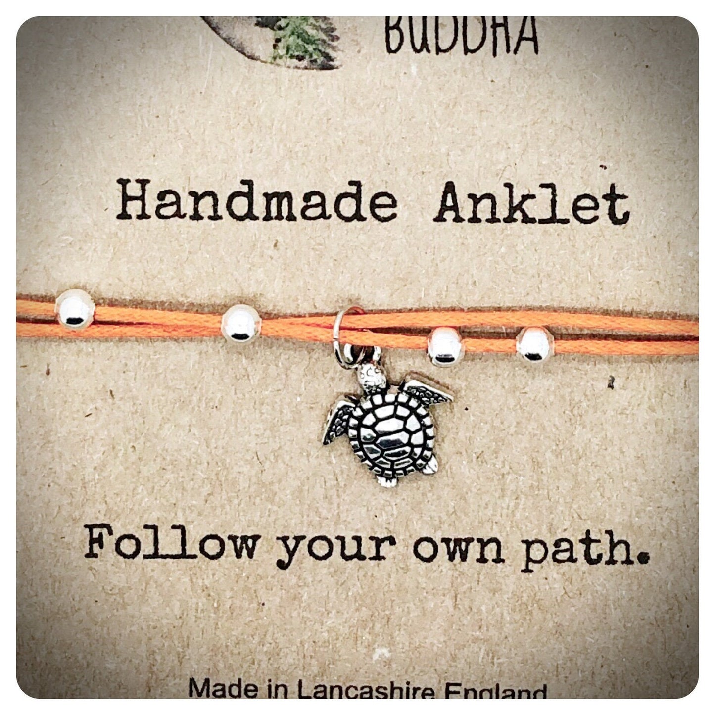 Turtle Anklet, Sea Turtle Ankle Bracelet, Adjustable Cotton Cord Ankle Bracelet, Boho Hippie Jewellery