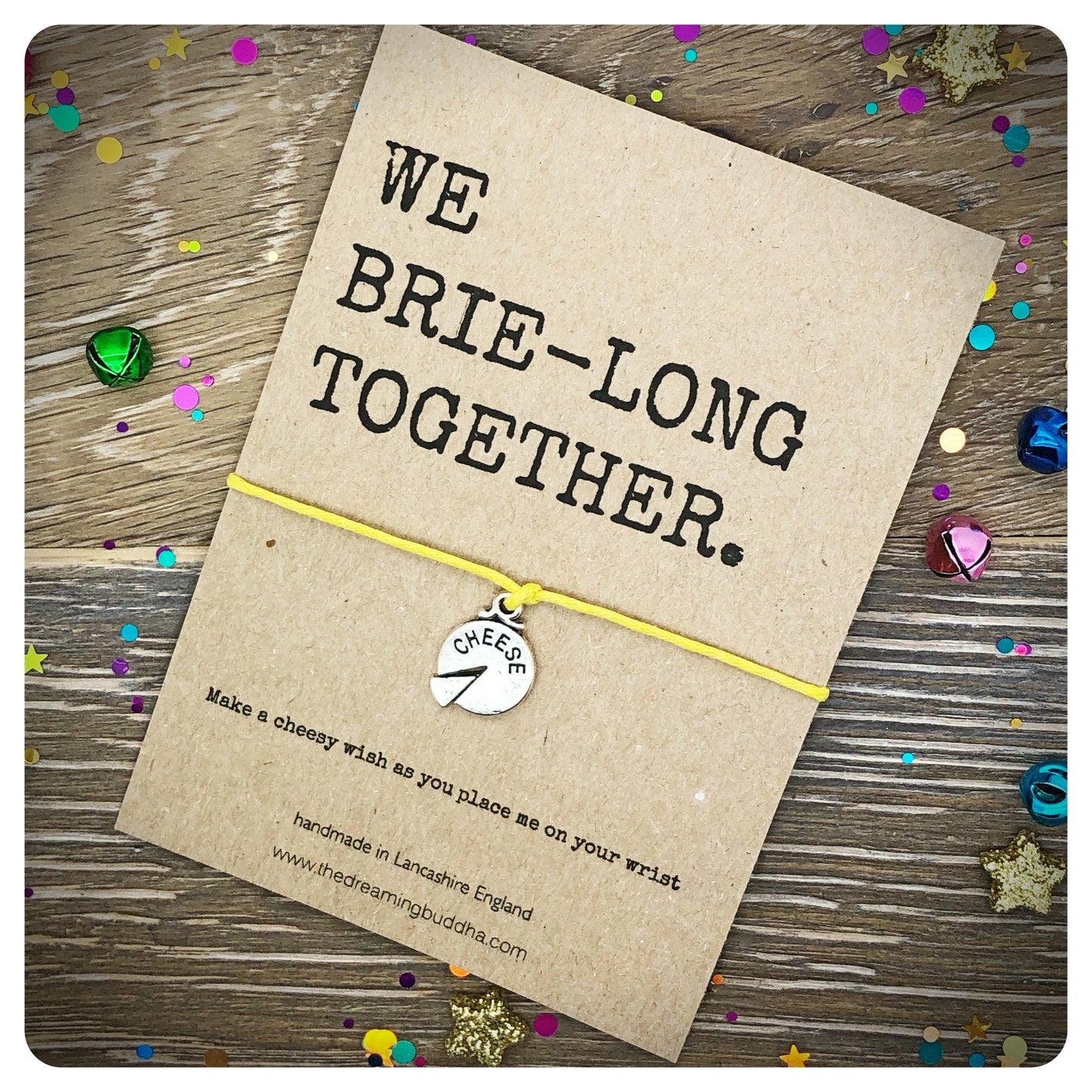 We Belong Together Wish Bracelet, Brie Wishlet, Boyfriend Girlfriend Card, Cheese Lover Jewellery, Cheesy Greeting Card