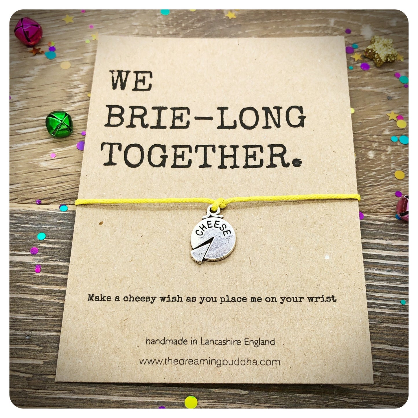 We Belong Together Wish Bracelet, Brie Wishlet, Boyfriend Girlfriend Card, Cheese Lover Jewellery, Cheesy Greeting Card
