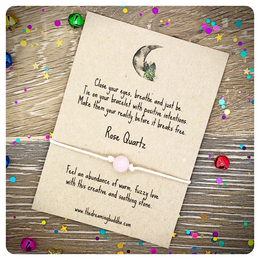 Rose Quartz, Love Wish Bracelet, Pink Crystal Gemstone Gift, Rose Quartz Bracelet
