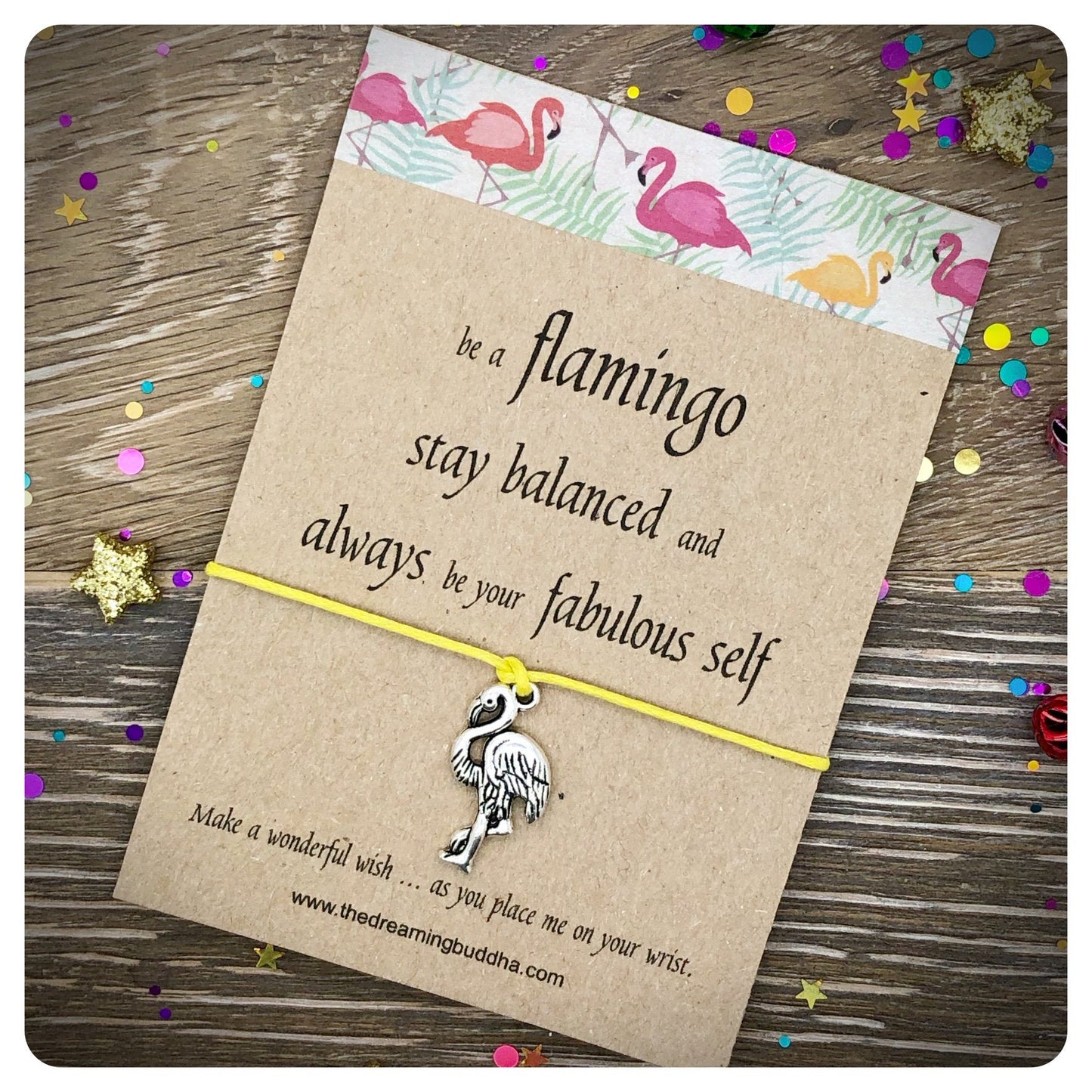 Be a Flamingo Wish Bracelet, Flamingo Party Gifts, Stay Balanced Yoga Card, Cord Friendship Bracelet, Flamingo String Bracelet