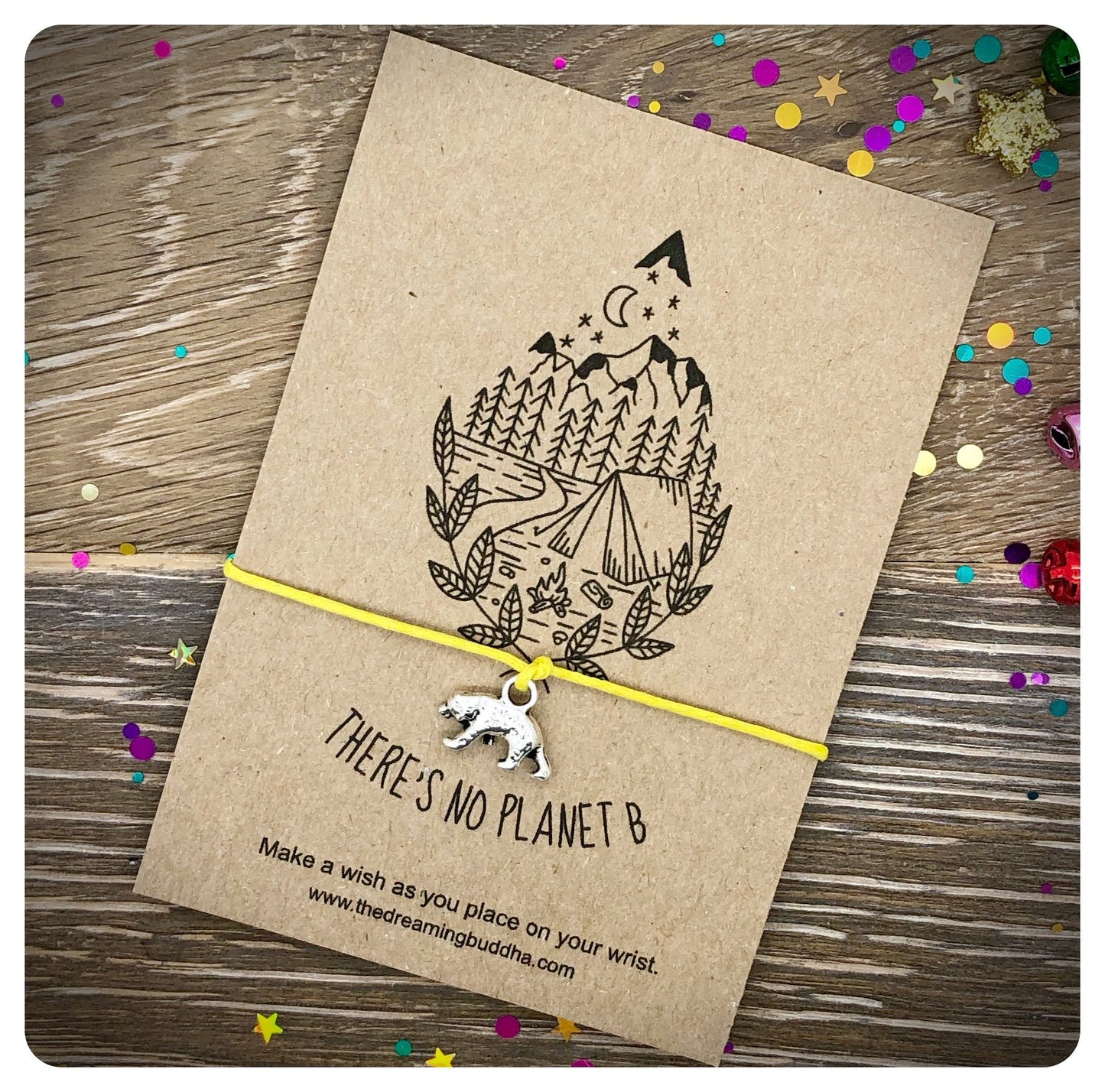 There’s No Planet B Wish Bracelet, Vegan Birthday Gift, Environmental Cord Bracelet, Nature String Bracelet