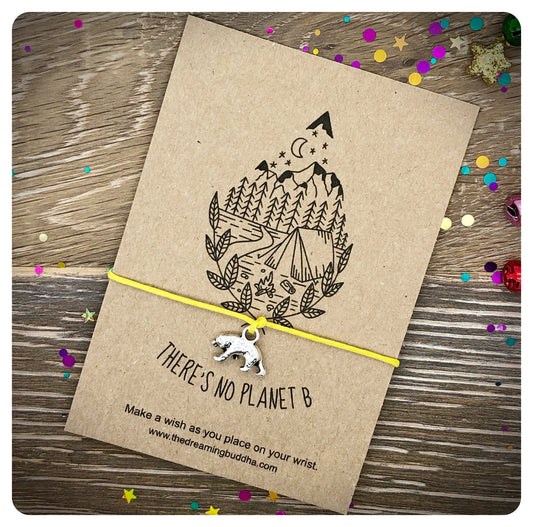 There’s No Planet B Wish Bracelet, Vegan Birthday Gift, Environmental Cord Bracelet, Nature String Bracelet