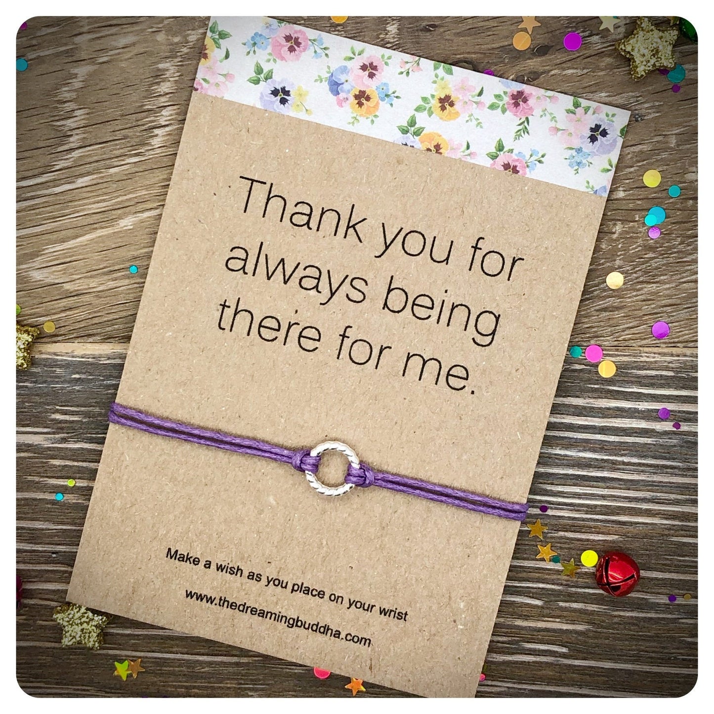 Thank You Card, Thanks For Being There Wish Bracelet Gift, Friends And Family Appreciation Gift