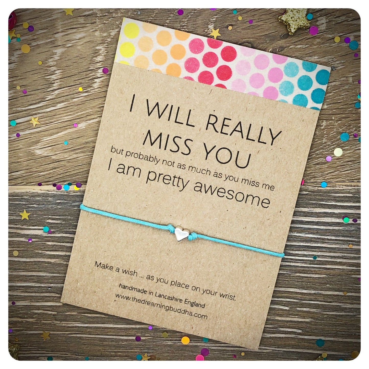 I Will Really Miss You Wish Bracelet, Leaving Card, New Job New School Funny Card, Going Away Travel Present