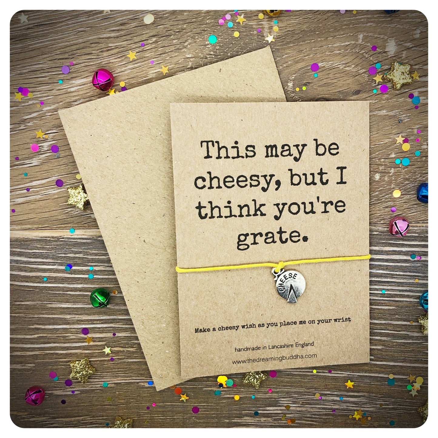 Friendship Wish Bracelet, Cheese Lover Card, Cheesy Gift, Cheddar Cheese Jewellery, Funny Wishlet