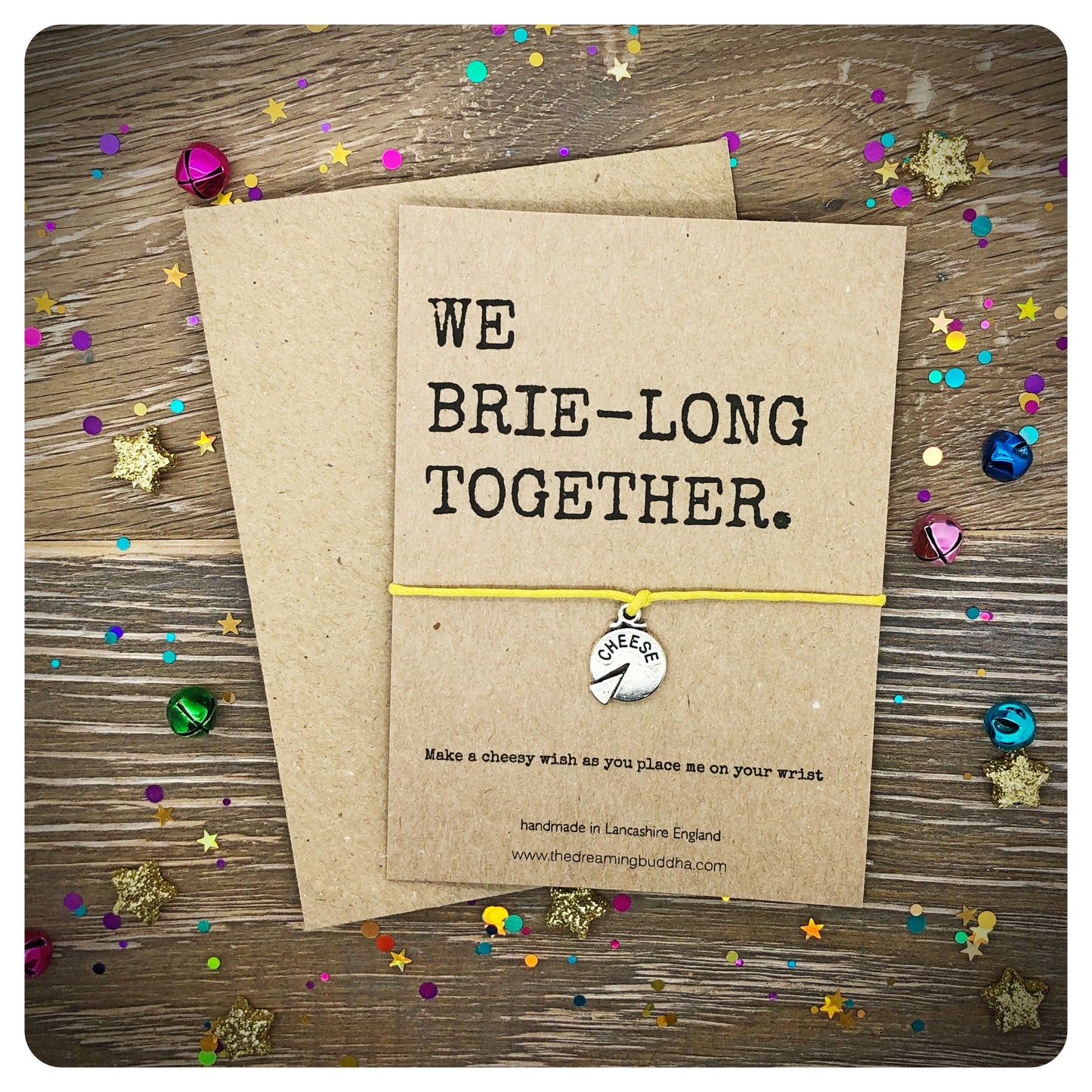 We Belong Together Wish Bracelet, Brie Wishlet, Boyfriend Girlfriend Card, Cheese Lover Jewellery, Cheesy Greeting Card