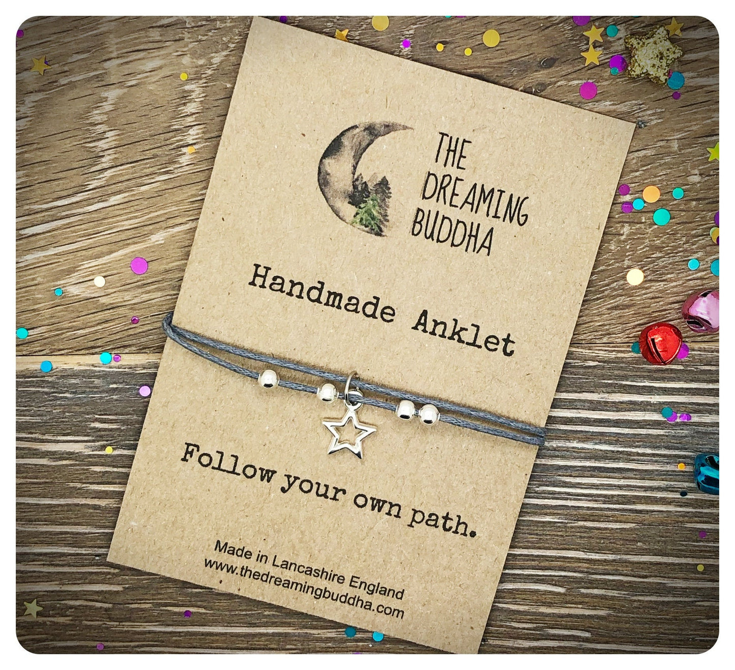 Adjustable Cord Anklet, Beaded Star Ankle Bracelet, Beach Jewellery, Festival Accessory