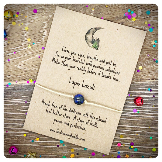 Lapis Lazuli Wish Bracelet, Feel Better Friendship Gift, Crystal Gemstone Jewelry, Truth Peace Protection Jewellery,
