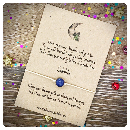 Sodalite Bracelet, Follow Dreams Wish Bracelet, Go For It Crystal, Blue Gemstone Gift, Cord Bracelet, Creativity Crystal Gemstone