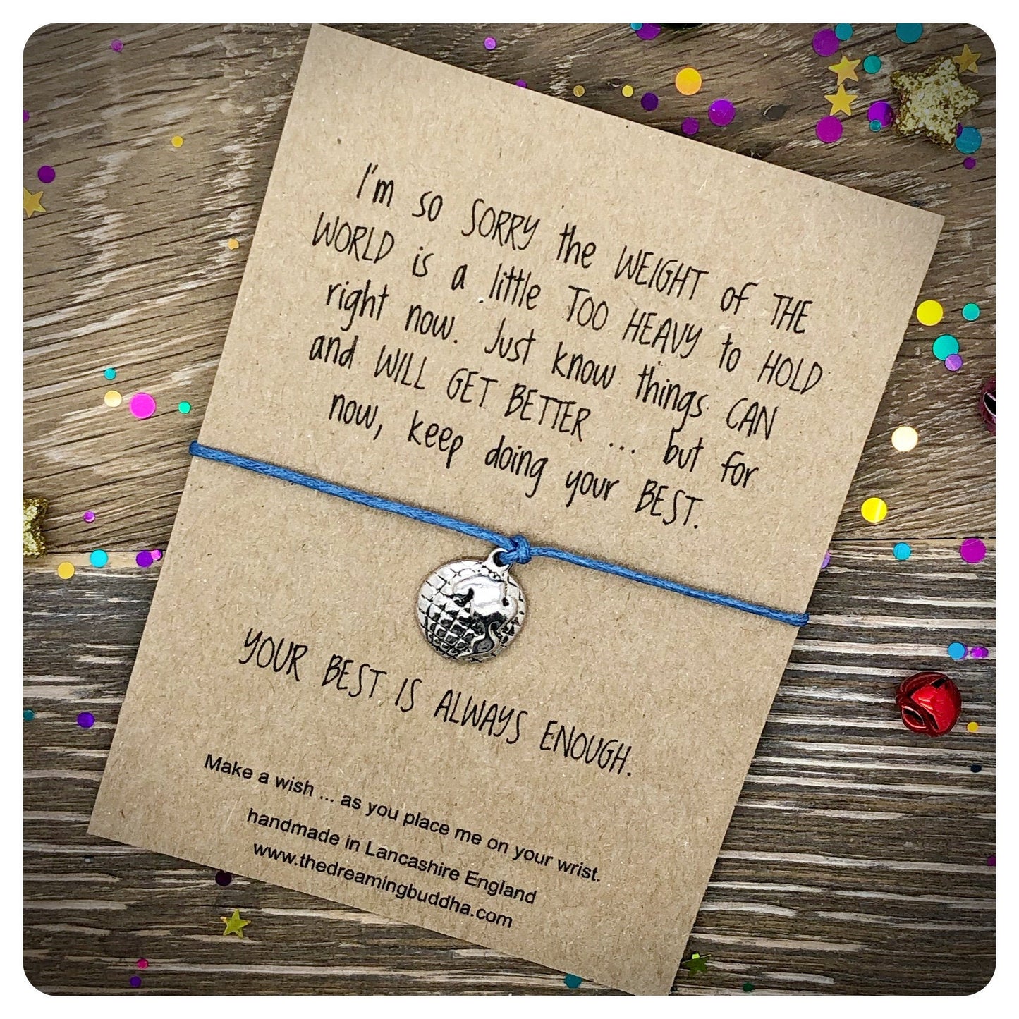 Weight Of The World Wish Bracelet, You Can Do This, Positivity Motivational Gift, Do Your Best Keepsake Gift