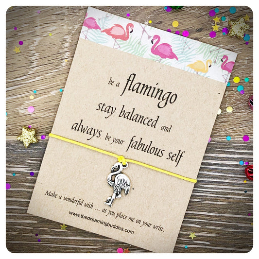 Be a Flamingo Wish Bracelet, Flamingo Party Gifts, Stay Balanced Yoga Card, Cord Friendship Bracelet, Flamingo String Bracelet