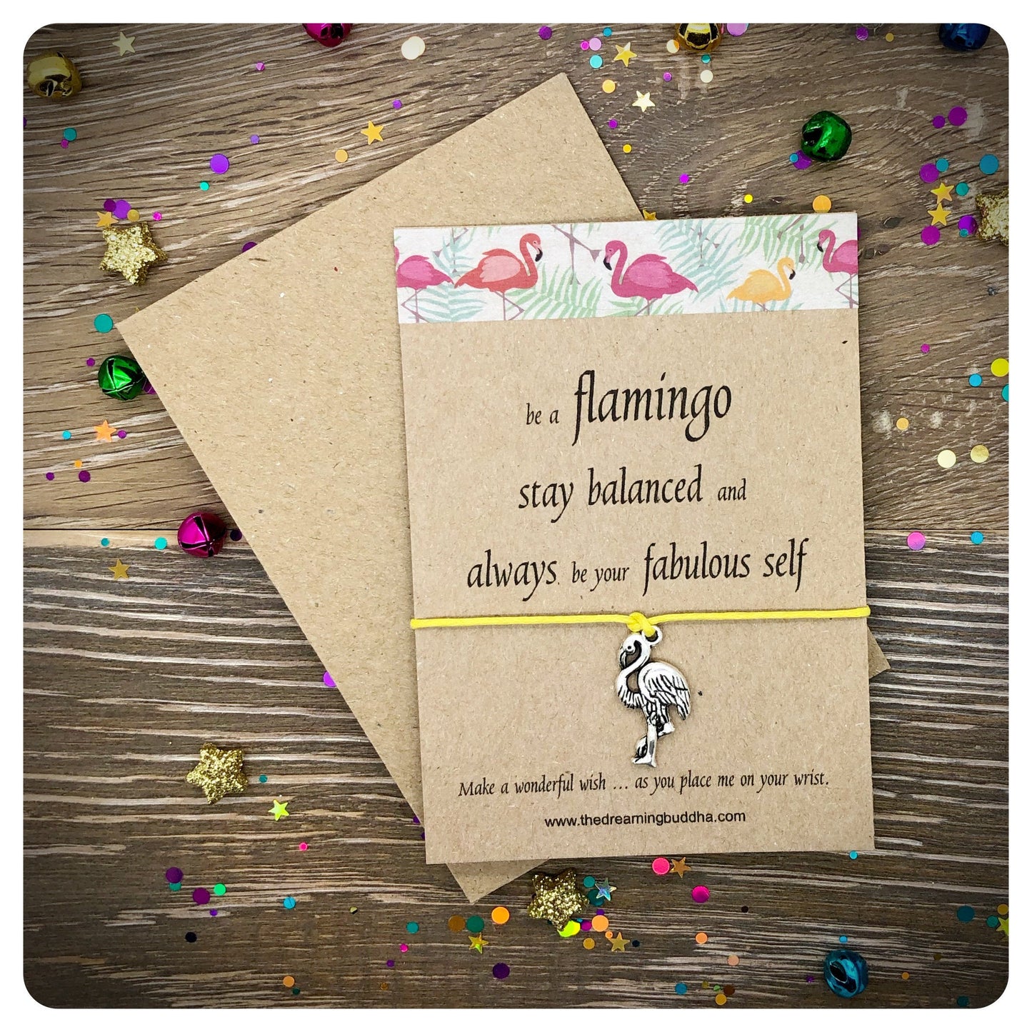 Be a Flamingo Wish Bracelet, Flamingo Party Gifts, Stay Balanced Yoga Card, Cord Friendship Bracelet, Flamingo String Bracelet