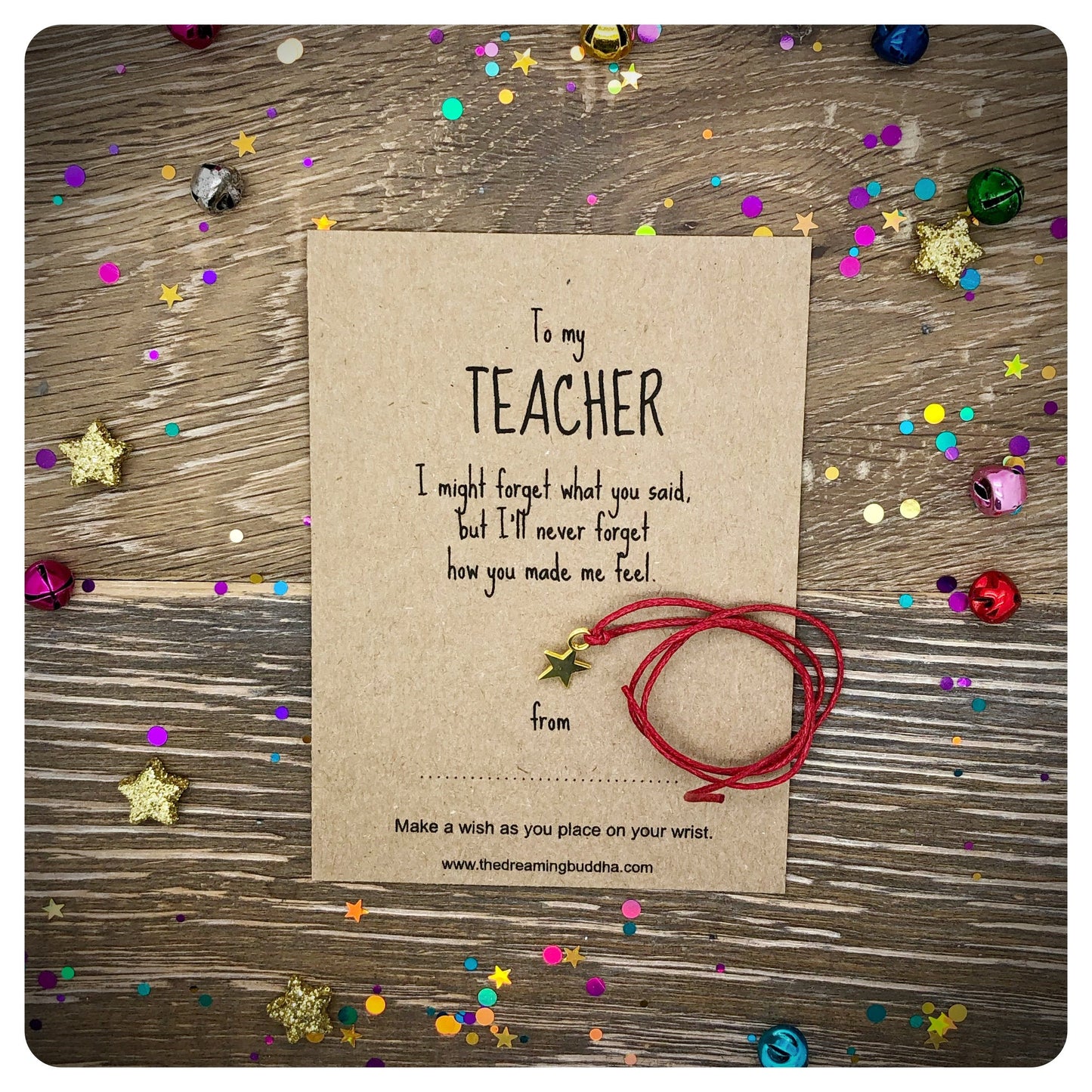 Teacher Wish Bracelet, Personalised Teacher Present, Teacher Appreciation Gift, Teacher Thank You Card