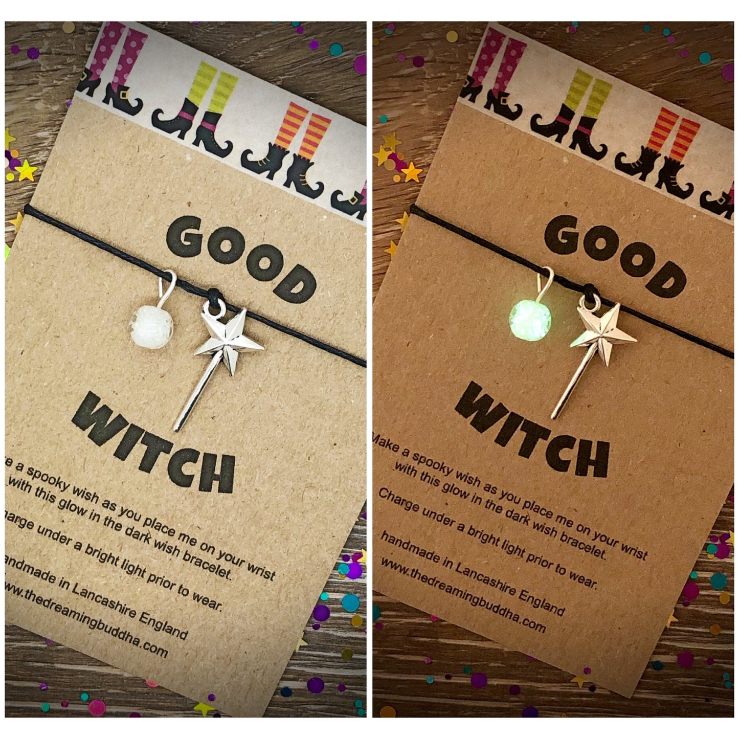 Good Witch Wish Bracelet, Glow in the Dark Bracelet, Witch Halloween Gift, Magical Glow Bracelet, Good Witch Jewellery
