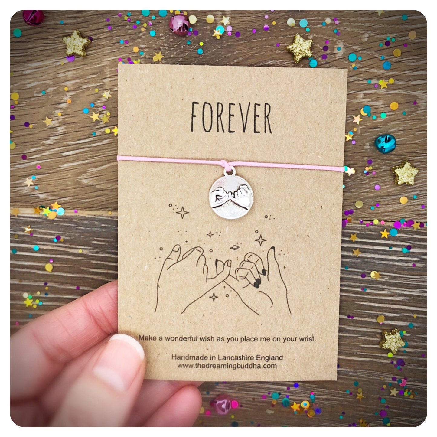 Pack Of Two Pinky Promise Wish Bracelet, Couples Bracelets, Friendship Fiancée Bracelets, Forever Promise Card
