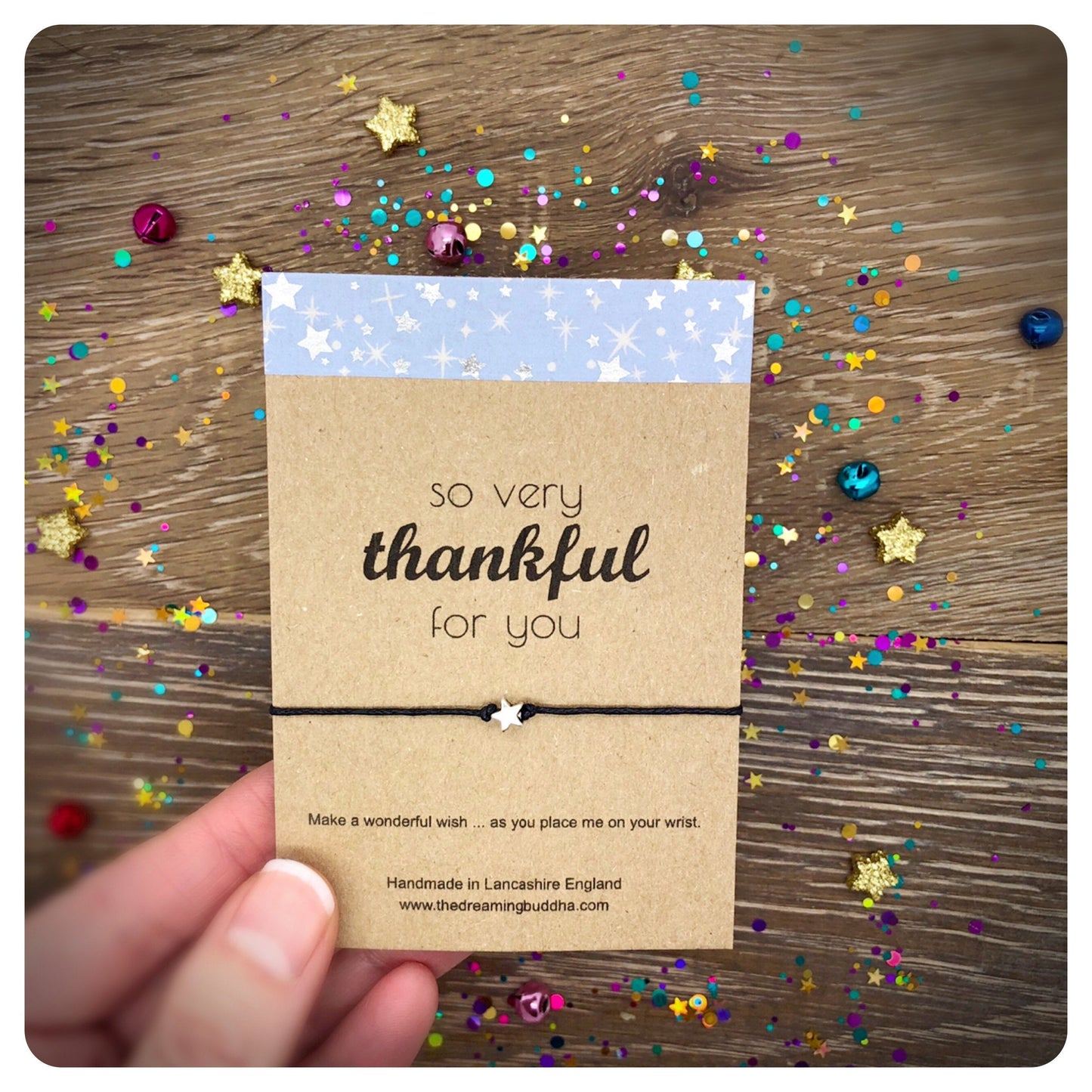 So Very Thankful For You Card, Star Bead Wish Bracelet, Friend Appreciation Present, Thank You Card And Gift