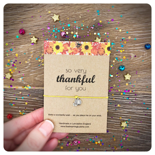 Thanksgiving Wish Card, Thankful Wish Bracelet, Thanksgiving Pumpkin, Thanksgiving Table Decoration, Thanksgiving Dinner Gift