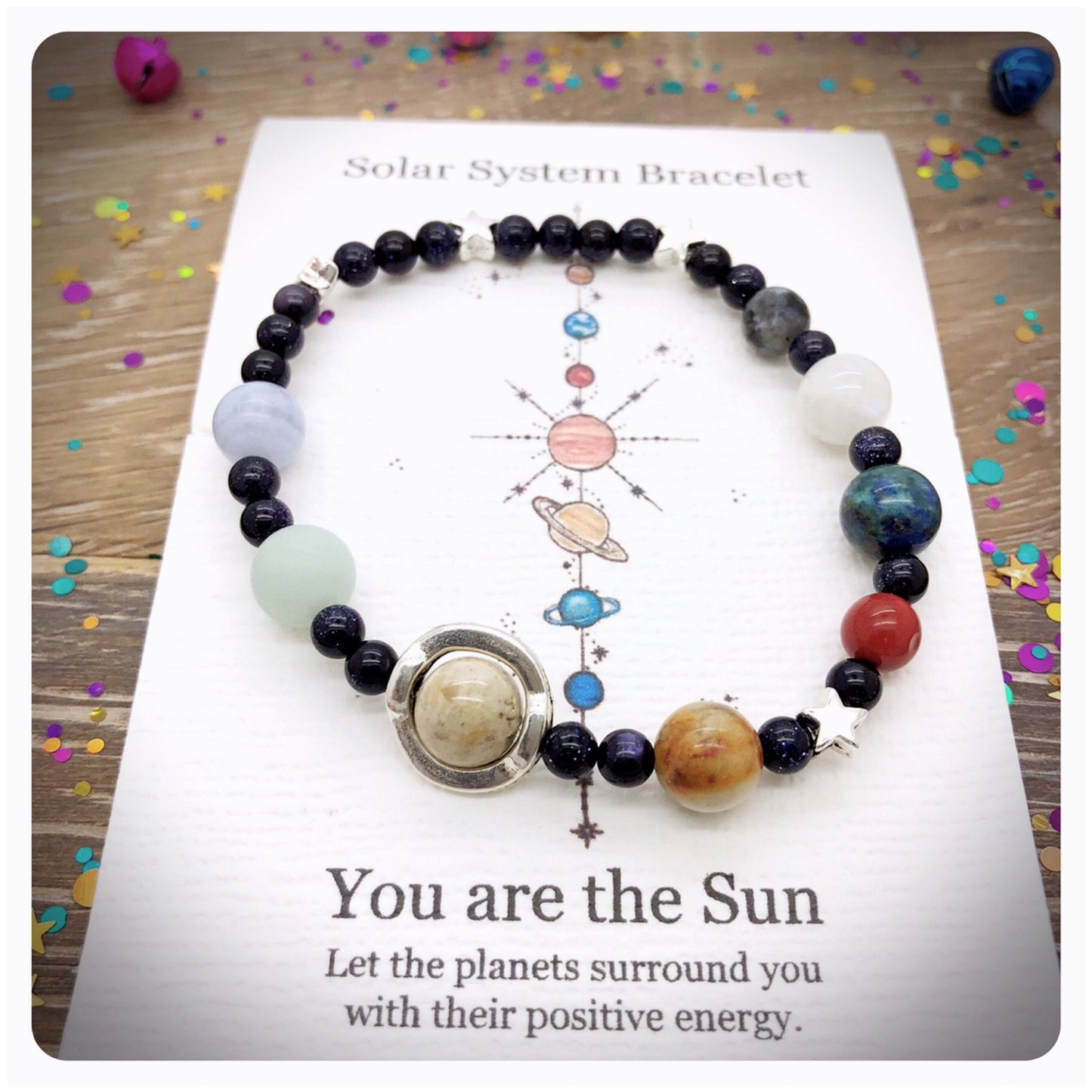 Solar System Bracelet, Space Jewellery, Planet Beaded Bracelet, Gemstone Galaxy Bracelet, Astronomy Gift, Universe Bracelet