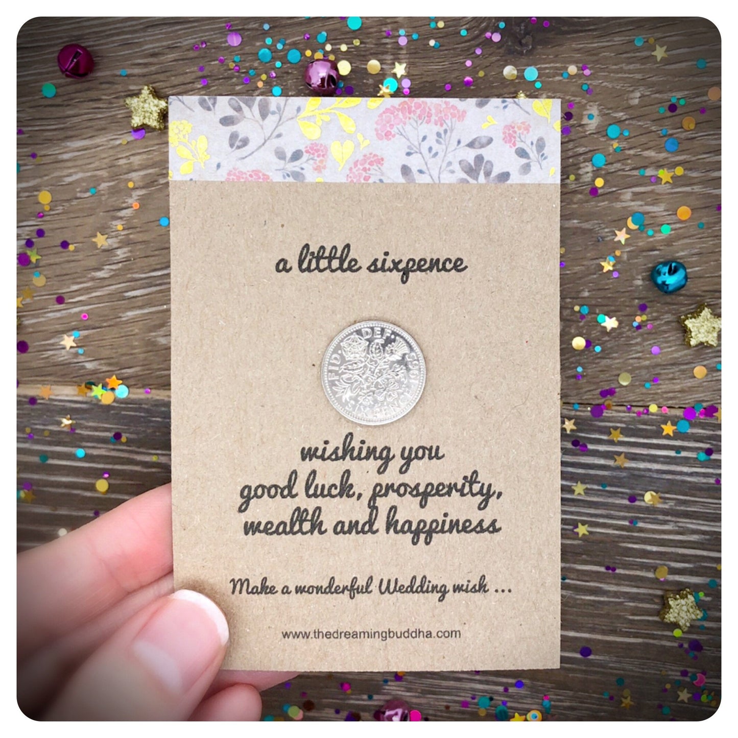 Lucky Sixpence Gift Card, Bride Wedding Gift, Something Old Vintage Sixpence For Marriage