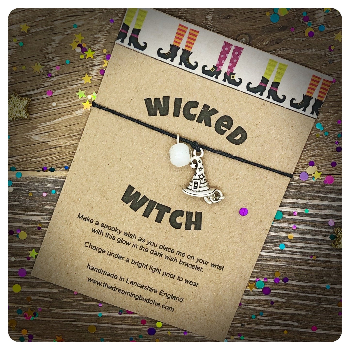 Wicked Witch Wish Bracelet, Glow in the Dark Bracelet, Witch Halloween Gift, Magical Glow Bracelet, Wicked Witch Jewellery