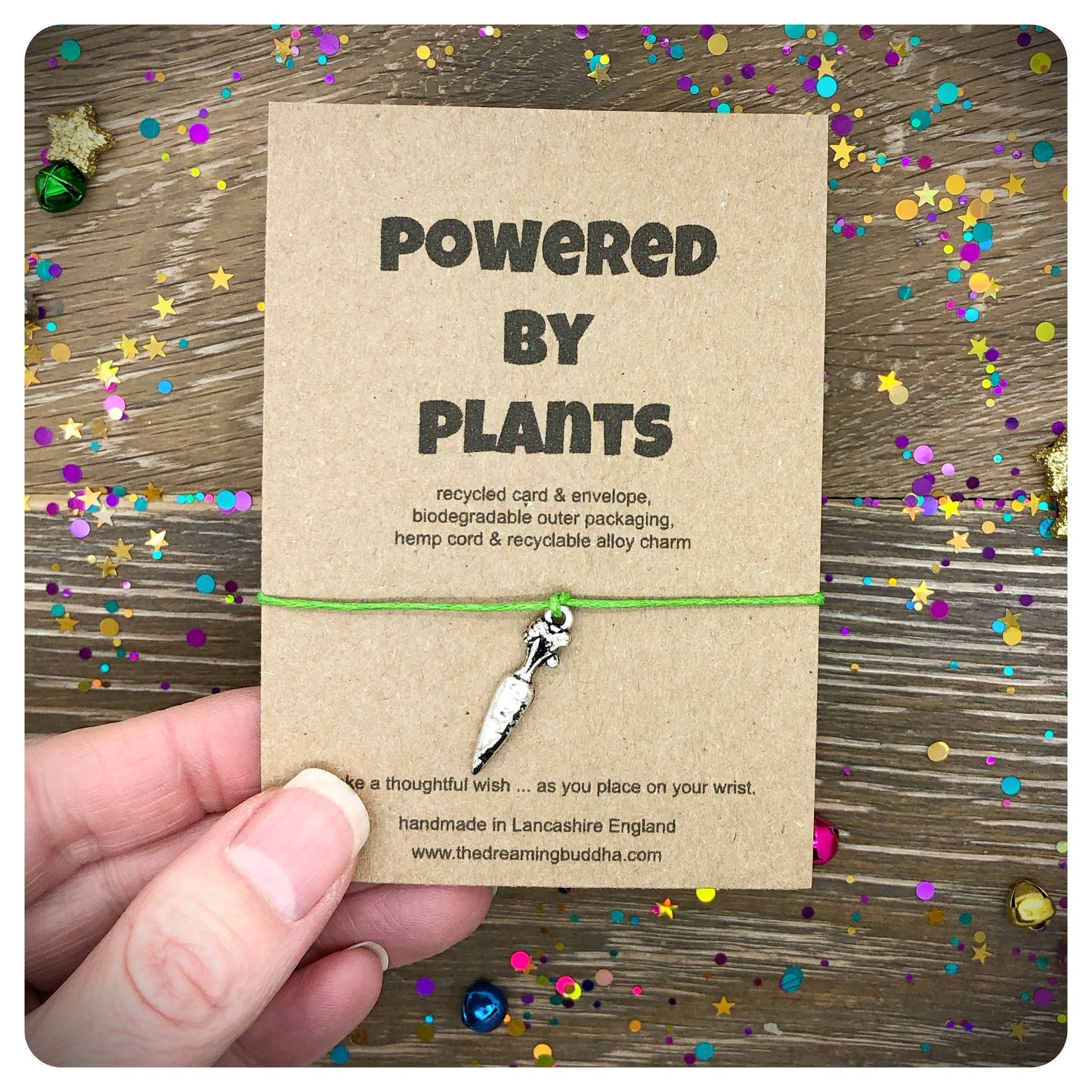 Powered By Plants Vegan Gift, Vegan Environmental Jewellery, Vegetarian Birthday Present, Eco Bracelet