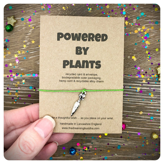 Powered By Plants Vegan Gift, Vegan Environmental Jewellery, Vegetarian Birthday Present, Eco Bracelet