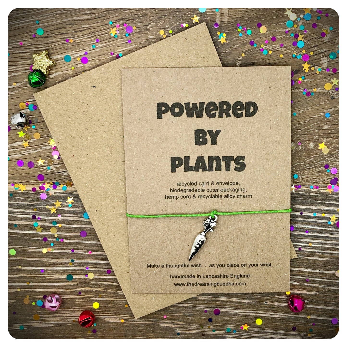Powered By Plants Vegan Gift, Vegan Environmental Jewellery, Vegetarian Birthday Present, Eco Bracelet