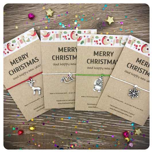 4 x Scandinavian Christmas Bracelets, Secret Santa, Xmas School Gifts, Nordic Table Decorations, Xmas Cracker Alternatives