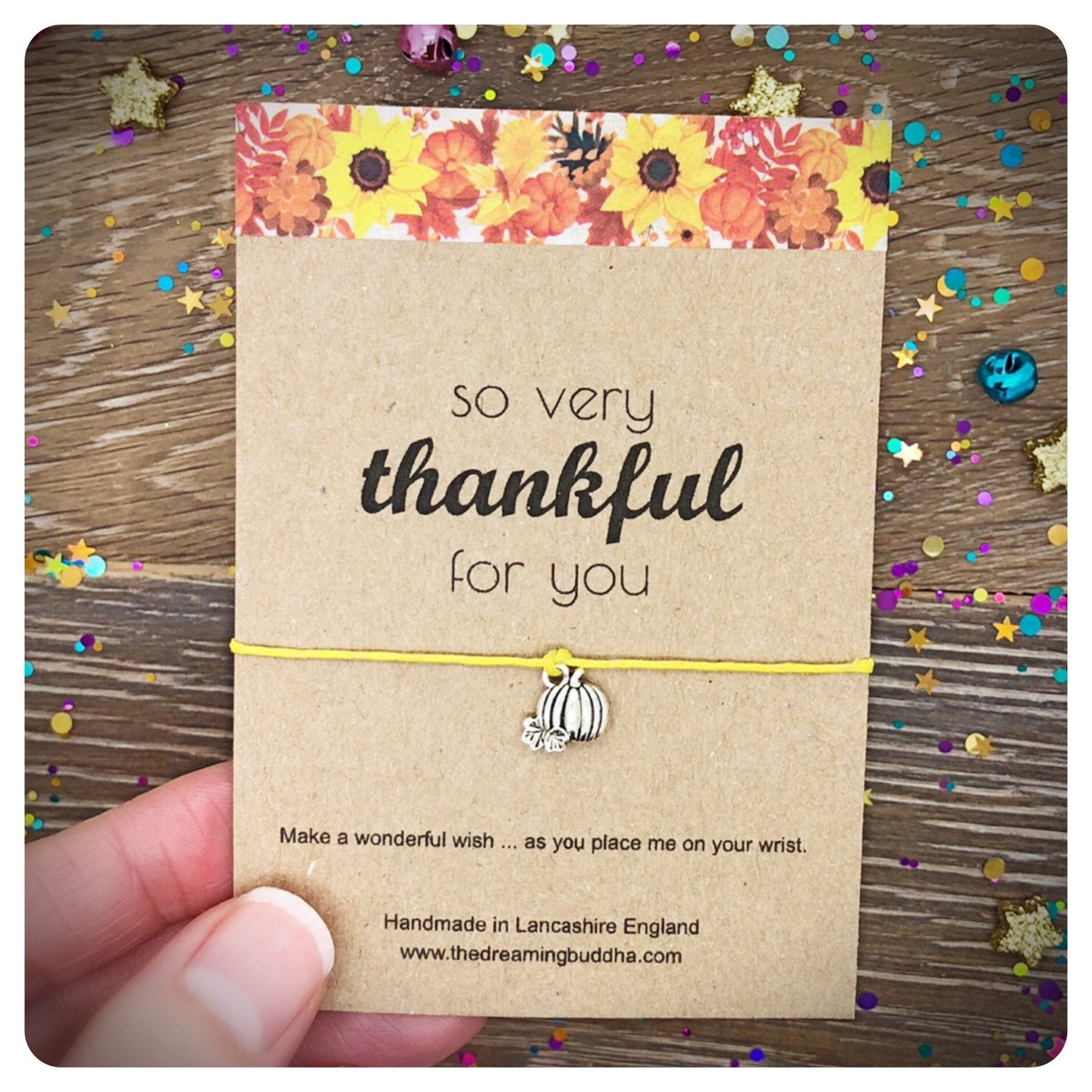 Thanksgiving Wish Card, Thankful Wish Bracelet, Thanksgiving Pumpkin, Thanksgiving Table Decoration, Thanksgiving Dinner Gift