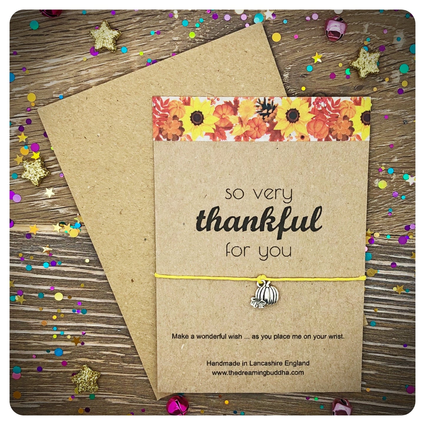 Thanksgiving Wish Card, Thankful Wish Bracelet, Thanksgiving Pumpkin, Thanksgiving Table Decoration, Thanksgiving Dinner Gift