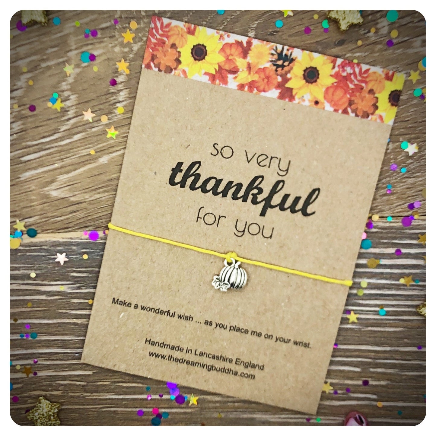 Thanksgiving Wish Card, Thankful Wish Bracelet, Thanksgiving Pumpkin, Thanksgiving Table Decoration, Thanksgiving Dinner Gift