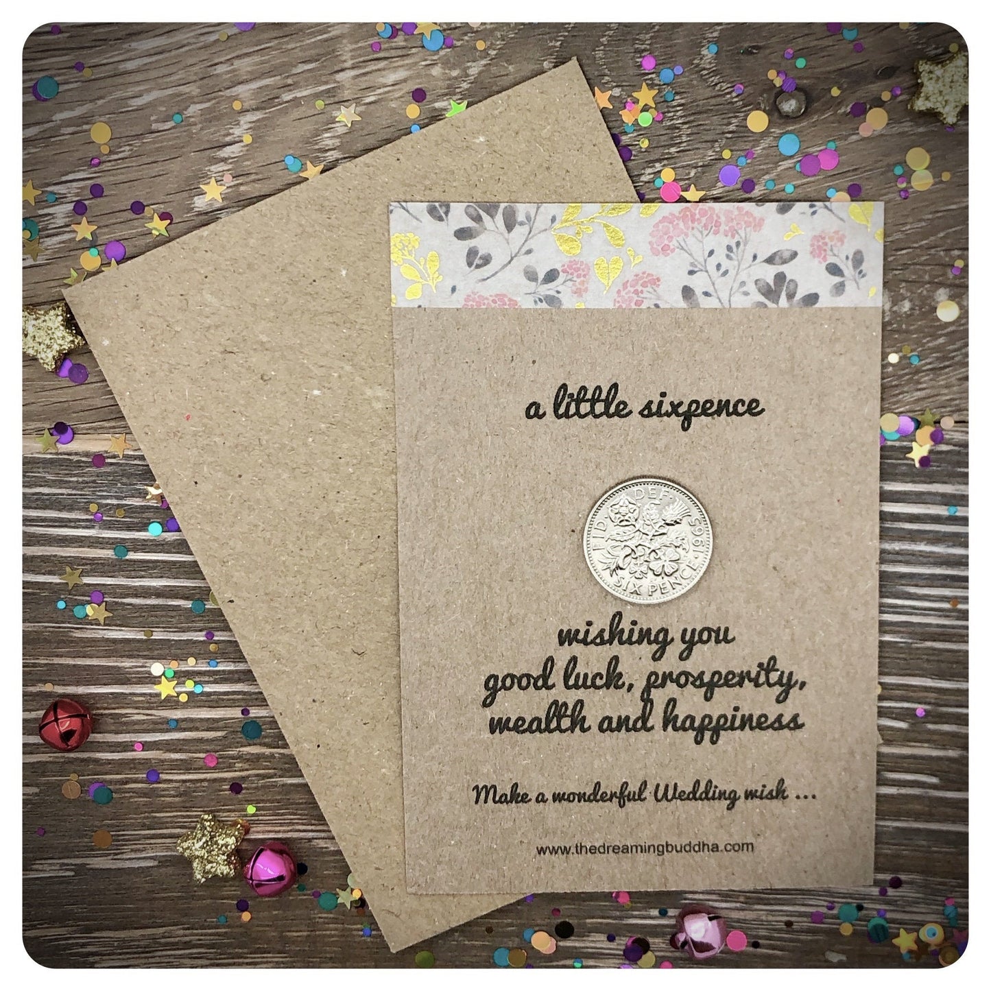 Lucky Sixpence Gift Card, Bride Wedding Gift, Something Old Vintage Sixpence For Marriage