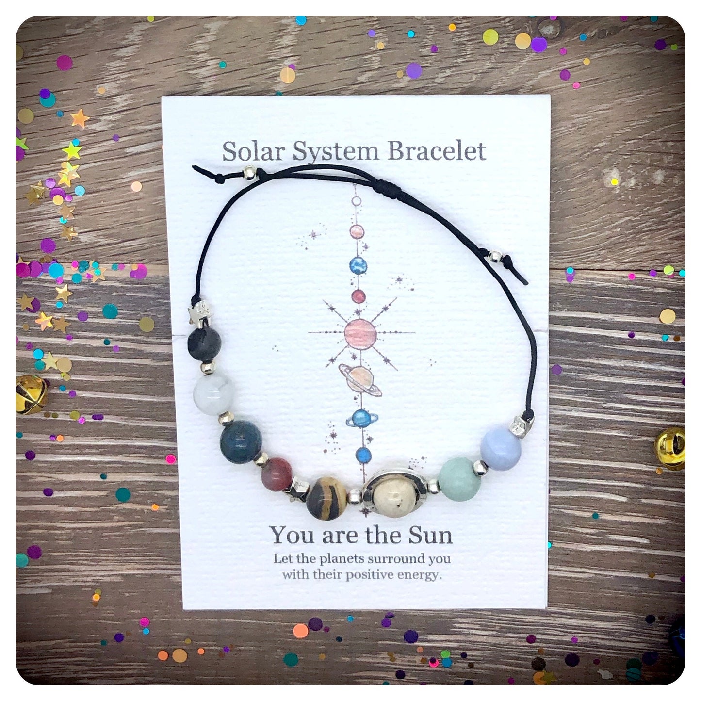 Adjustable Planet Bracelet, Gemstone Solar System Bracelet, Crystal Universe Gift, Space Bracelet, Stone Solar System