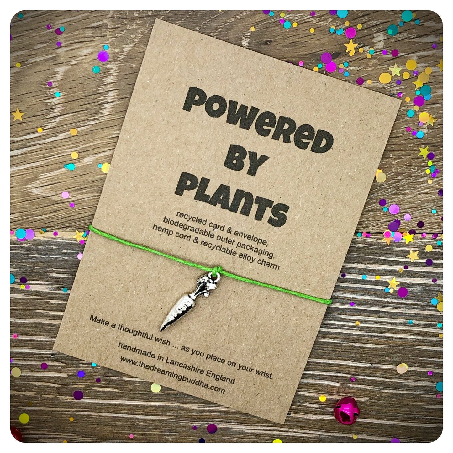 Powered By Plants Vegan Gift, Vegan Environmental Jewellery, Vegetarian Birthday Present, Eco Bracelet