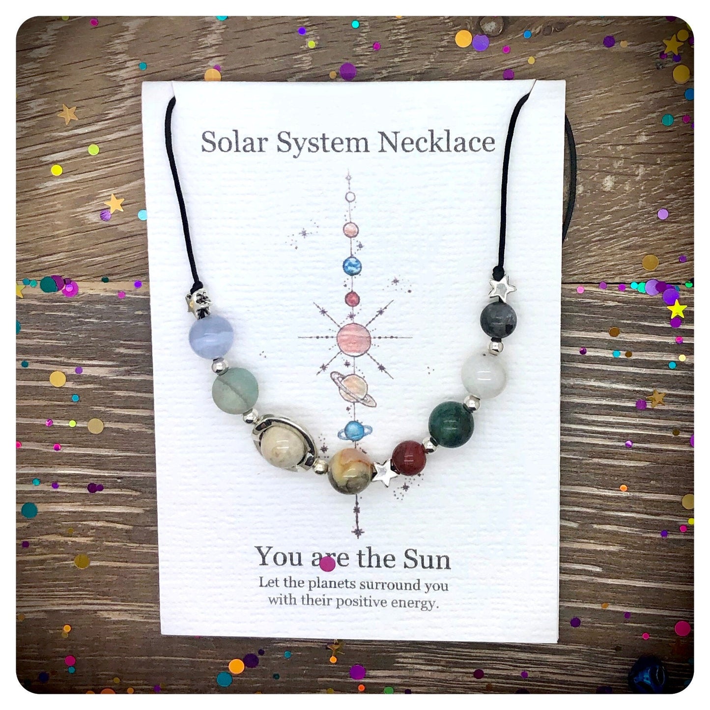 Solar System Necklace, Space Jewellery, Planet Beaded Necklace, Gemstone Galaxy Necklace, Astronomy Gift, Universe Necklace