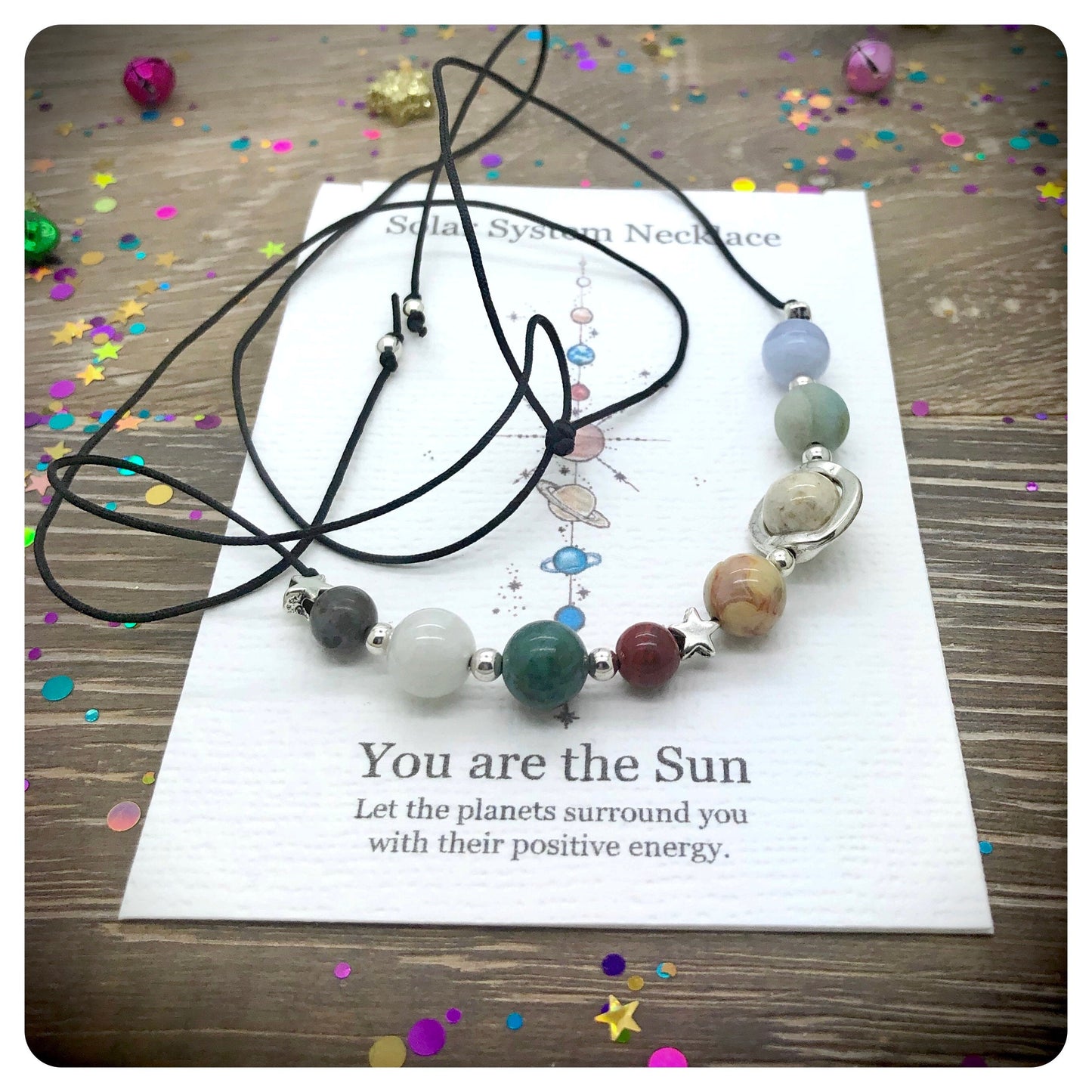 Solar System Necklace, Space Jewellery, Planet Beaded Necklace, Gemstone Galaxy Necklace, Astronomy Gift, Universe Necklace