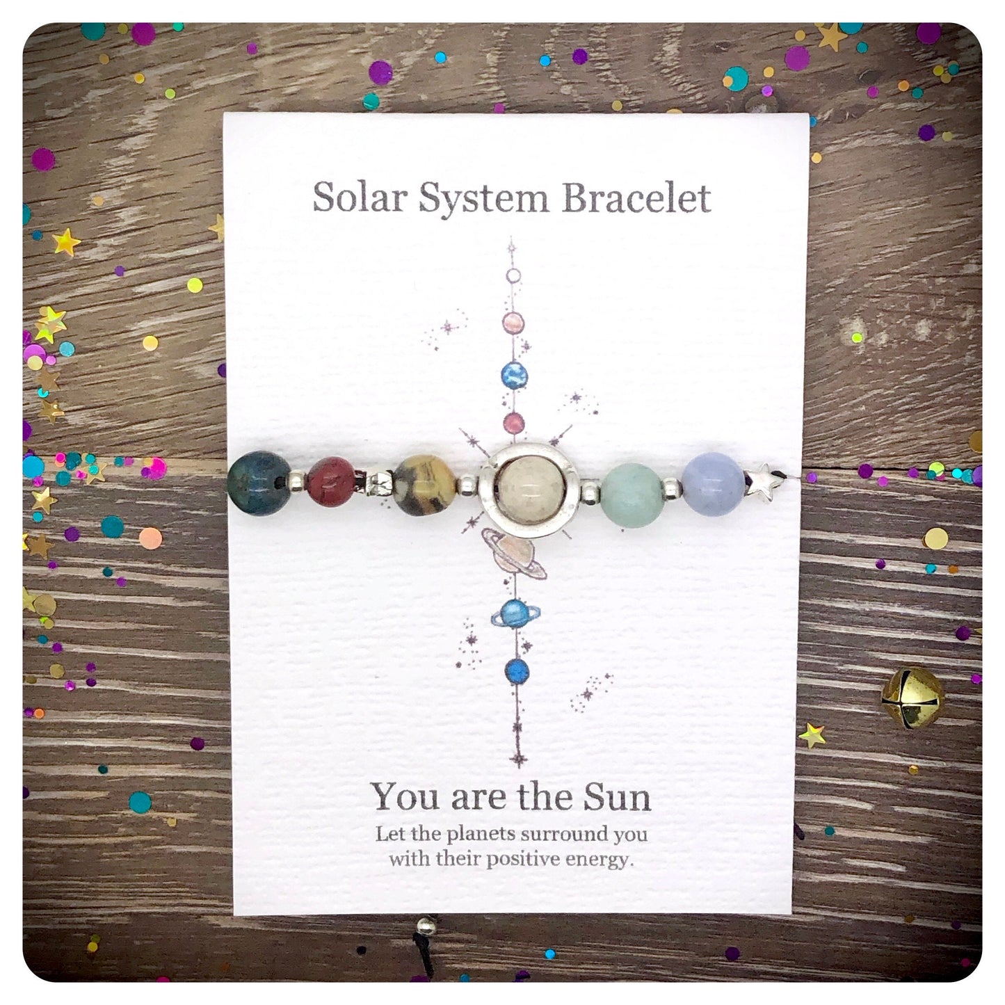 Adjustable Planet Bracelet, Gemstone Solar System Bracelet, Crystal Universe Gift, Space Bracelet, Stone Solar System