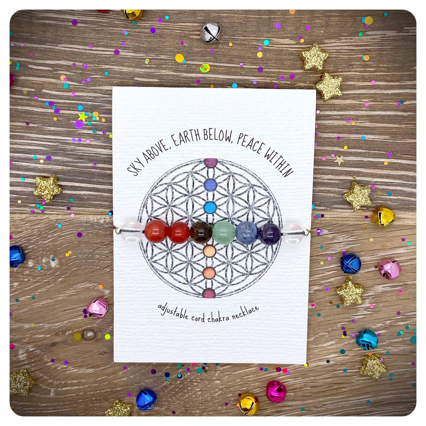 Adjustable 7 Chakra Necklace, Beaded Meditation Necklace, Yoga Jewellery, Chakra Birthday Gift, Gemstone Necklace