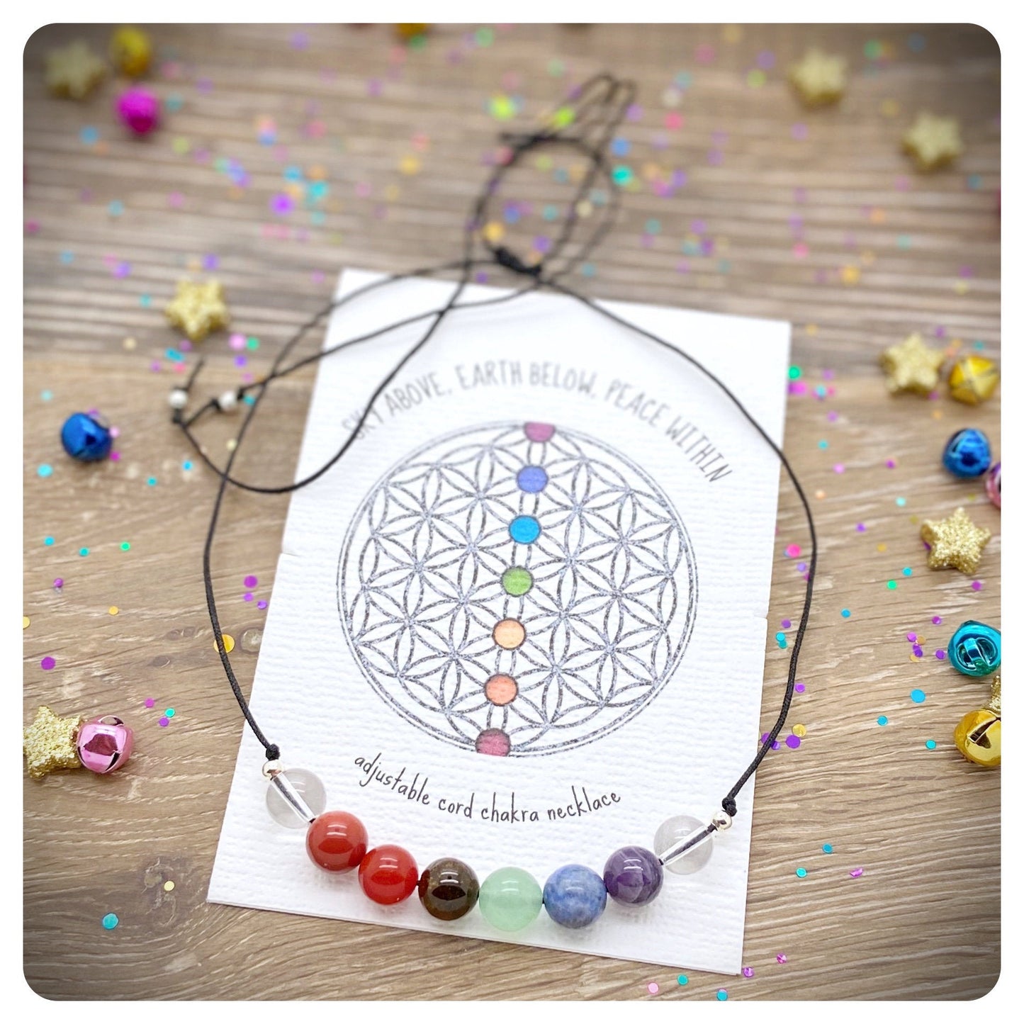 Adjustable 7 Chakra Necklace, Beaded Meditation Necklace, Yoga Jewellery, Chakra Birthday Gift, Gemstone Necklace