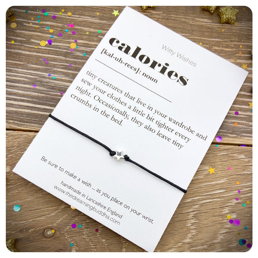 Calories Dictionary Definition, Calories Wish bracelet, Foodie Gift, Funny Diet Card, Friendship Bracelet