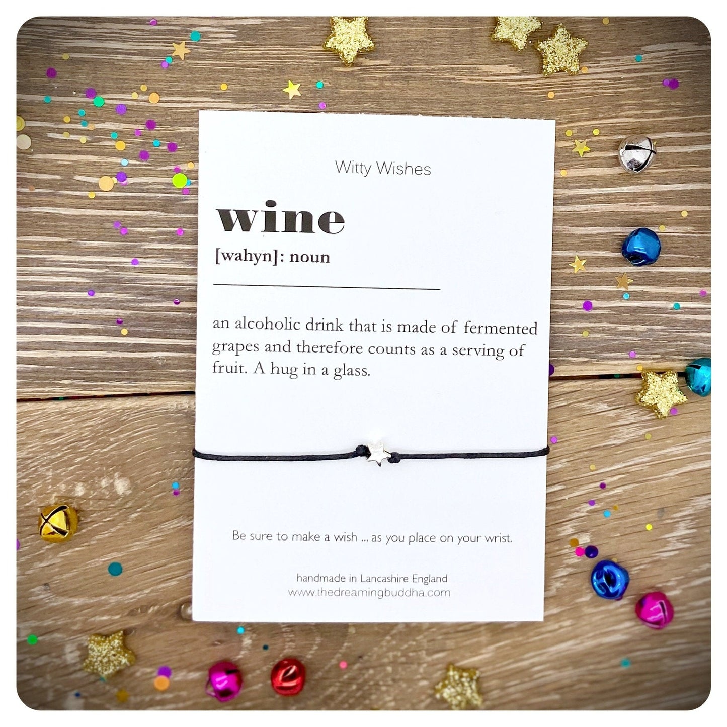 Wine Dictionary Definition, Wine Lover Wish Bracelet, Best Friends Gift, Funny Quote Card, Wine Party Favours